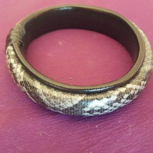 Leather bracelet faux snakeskin